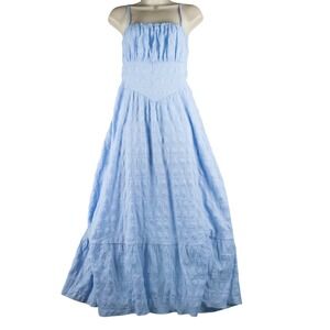 Baltic Born‎ Womens XL Maxi Dress Blue Sleeveless Casual Smocked Sundress Boho
